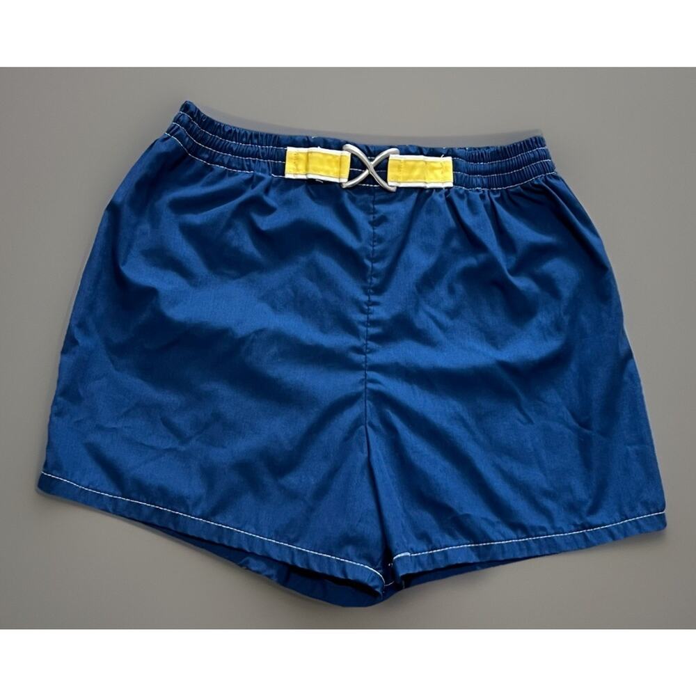 Vintage JANTZEN Swim Shorts Trunks Mesh Lining 80s Metal Buckle USA Mens 40